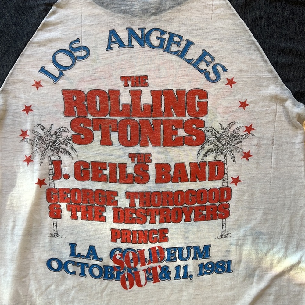 Super Rare Vintage Rolling Stones Concert Shirt Prince Opener 1981 LA Threadbare